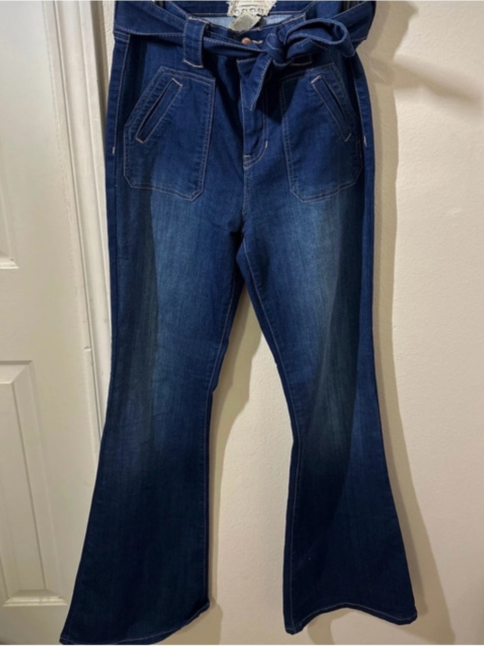 Altard state Blue Tie-Waist Flare Jeans
